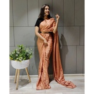 Readymade Saree and Blouse *Satin with border wrap in 1 minute saree. Looks like a usually well drap