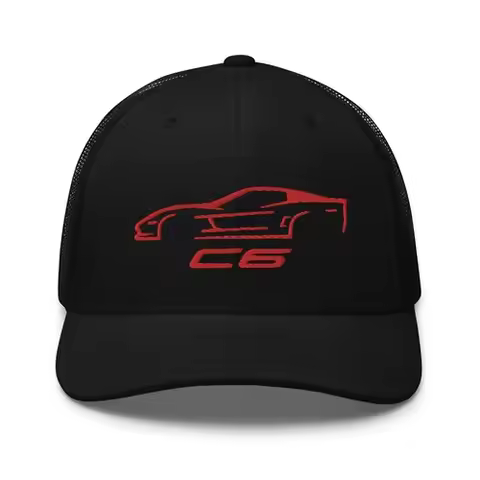 vette C6 Red Silhouette Outline Owner Gift Custom Snapback Hat