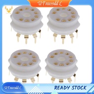 [UTnus9ddL] 4PCS Ceramic 9 Pin Gold PCB Vacuum Tube Socket for 12AX7,12AT7,12AU7,ECC83,ECC82,E88CC, 
