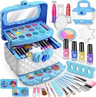 Mozok Kids Makeup Kit for Girl, Frozen Theme Real Play Make Up Toys for 3 4 5 6 7 8 9 10 11 12 Year Old Girls, Washable Pretend Dress Up Beauty Set Cosmetic Case, for Little Girls