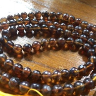 สร้อยคอ 108 เม็ด ประคำเชือก สีน้ำตาลอำพัน