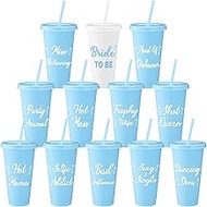 Yungyan 12 Pcs Bachelorette Cups for Party 24 oz Bridesmaid Cups with Lids and Straws Funny Bachelor