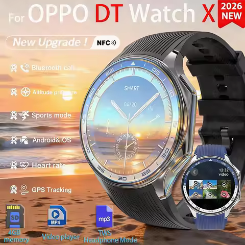 For OPPO DT Watch X 4G Memory Smart Watch Music Video Bluetooth Call IP68 Waterproof AMOLED Smartwat