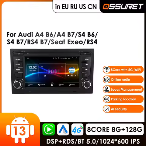 4G-LTE Carplay 7inch Android Car Radio GPS for Audi A4 B9 B8 B7 B6 S4 RS4 SEAT Exeo Multimedia RDS 2
