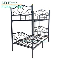 ADHOME- (โปรโมฃั่น ส่งฟรีทั่วไทย)เตียงเหล็ก 2 ชั้น ขนาด 3 ฟุต รุ่น Double-3 (สีดำ)เเยกเป็นเตียงเดี่ยวได้