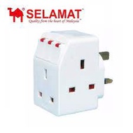 SELAMAT 3-Way Adaptor with Neon 2K-333L / SA-32 3 Way Adaptor With LED Switch | SIRIM Approval | Heavy Duty