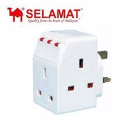 SELAMAT 3-Way Adaptor 2K-333L / SA-32 With LED Switches SIRIM Approval Heavy Duty 3250 Watts