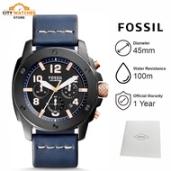 Jam Tangan Pria FossiI Kronograf Tali Kulit Asli Anti Air Original Bergaransi 2 Tahun Internasional