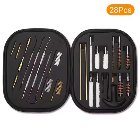 28PC Gun Barrel Brush Cleaning Kit for Pistol Airsoft AR15 AR10 M4 M16 Sig Sauer 1911 Taurus Glock g