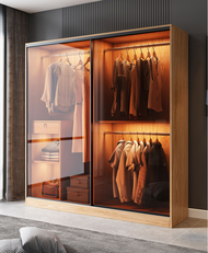 [PRE-ORDER] ZSM modern design wardrobe with sliding glass door, smart LED light as option. multi function wardrobe 2 - 3 sliding door (ETA: 1mth)