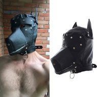 Faux Leather Full Cover Bondage BDSM Restraints Slave Dog Head Hood Sex Game Toy