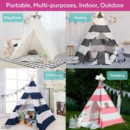 Premium Teepee Tent for Kids - Portable Foldable - Indoor Outdoor Tipi Play Tents Playhouse Reading - 4 Poles Breathable Cotton Canvas, Waterproof Mat, Window, Storage Pockets, Carry Case - Toddler Baby Boy Girl Children Dog Adult Camping