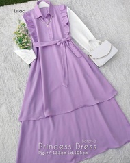 (COD) GAMIS DRESS PRINCES DRES MUSLIM REMAJA KEKINIAN DRESS KOREA STLYE BAJU MUSLIM WANITA DRES TERLARIS UKURAN S M L XL WARNA LILAC UNGU