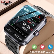 LIGE  Smart Watch Men 1.90 inch HD Screen Professional Sports Smart Bracelet Blood glucose Monitoring Temperature Smart Watch For Men + Box