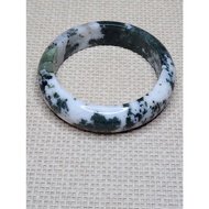 White Moss Agate Hard Bangle