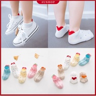 5Pairs/lot 1-12Years Cute Lovely Short Baby Girl Socks Red Heart for Girls Cotton Mesh Cute Newborn 