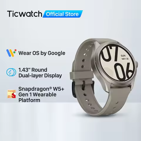 TicWatch Pro 5 Wear OS Smartwatch Built 100+ Sports Modes 5ATM Water-resistance Compass NFC and 80Hr