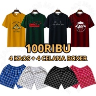 (8PCS PACKAGE) 4 T-SHIRTS + 4 PREMIUM MEN'S AND WOMEN'S BOXER SHORTS