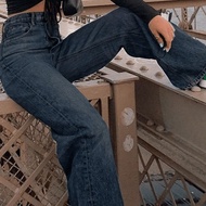 Vintage High Waist Straight Leg Loose Wide Leg Jeans, Versatile Maxi Length Pants, Spring & Summer A