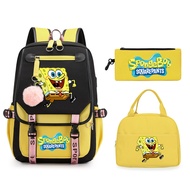 SpongeBob SquarePants 46cm children's backpack student casual school bag lunch bag zipper pencil bag