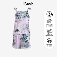 Đồ bộ đồ mặc nhà nữ iBasic thun lạnh quần đùi hai dây hoạ tiết HOMY047