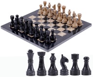 Radicaln Marble Chess Set 12 Inches Black and Coral Handmade Chess Outdoor Games 1 Chess Board & 32 