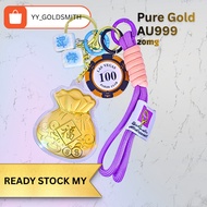 999 Pure Gold Fortune Bag Keychain 20mg Fu Blessing