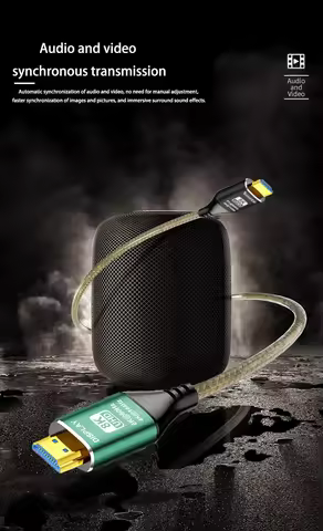 Tensile and flexural strength，8K fiber optic upgrade outdoor armor HDTV 2.1 cable 164 feet, ultra-hi