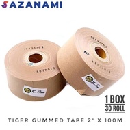 1 Box Gummed Tape 2" X 100M Gummed Paper Craft Tape Tiger Lakban Air