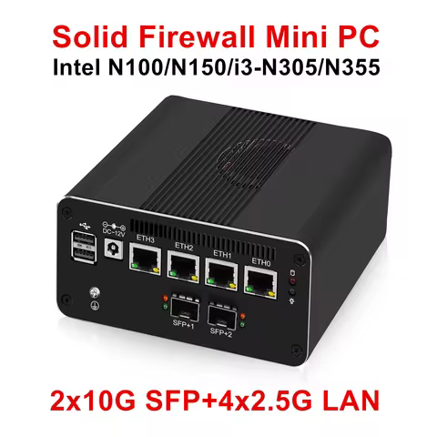 Topton Firewall Mini PC 2x10G SFP+ Intel i3-N355 N305 N150 N100 4xi226-V 2.5G LAN DDR5 NVMe Proxmox 