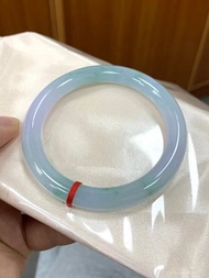 冰種玉鐲 天然翡翠玉鐲 A玉 手鐲 • 冰種紫藍飄花翡翠圓鐲