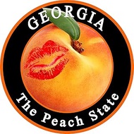 Peach Kiss GA Bumper Sticker - The Great State of Georgia Premium Vinyl Car Decal (3 x 3") | for Car
