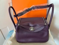 Hermes Lindy 26 紫色 Epsom 皮革手袋