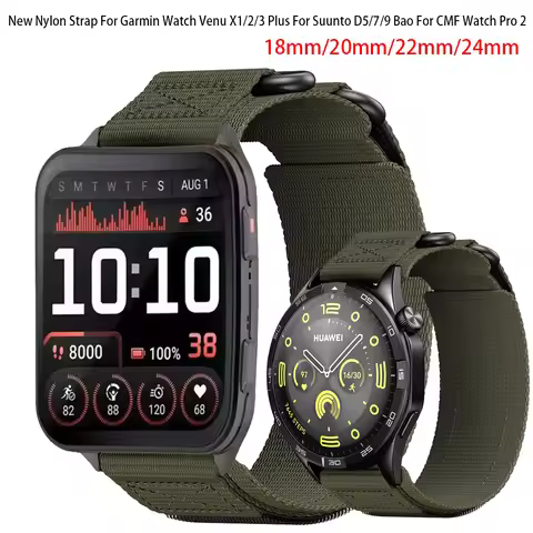 18 20 22 24 mm New Nylon Strap For Garmin Venu X1 SQ 2S 3S 2 3 Plus For CMF Watch 2 For Suunto D5 7 
