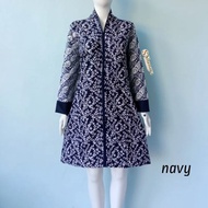 Shanaya Batik Tunik Aldena Garutan Dress Cap Baju Batik Wanita warna hijau ungu navy kuning cantik r