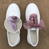 1Pair 110CM Organza Shoelaces Women Bow Shoe Strings Sneakers Sport Shoes Lace Flat Silk Satin Ribbo