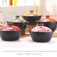 【READY STOCK】Ceramic Soup Pot With Flower Design Periuk Tanah Liat 陶瓷汤锅