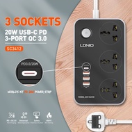 LDNIO SC3412 Extension 3 Electrical Socket with 3 USB QC 3.0and 1 USB-C PD 20W SC3604 3 Socket Outle