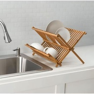 Modern aesthetic folding wooden dish rack multi-function shelf/ glass shelf/ bowl shelf/ aesthetic f
