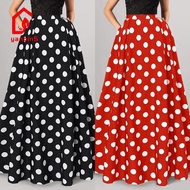 Skirt Polkadots Tema Retro 60an 70an Saloma Pramlee Polka Dot High Waist Party Swing Pleated Dinner 