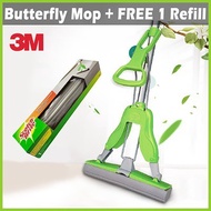 Scotch-Brite 3M Butterfly Sponge Floor Mop High Absorption Rate with 2 Mop Pads