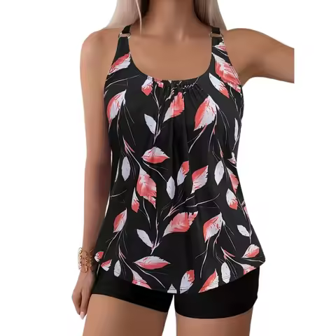 Women's Swimwear Tankini 2 Piece Regular Swimsuit 2 Piece Beautiful Floral Printed Pattern Halter Sw