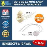[5 PCS Bundle] GU10 Bulb Holder GU 5.3 MR16 Lamp Holder Base