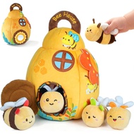 Baby Toys for Baby Infant 0-3-6-12 Months, Soft Beehive Toddlers Busy Toys with 5 Sensory Plush Bees