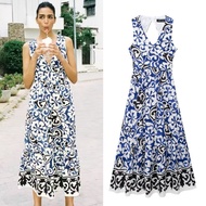 Blue Vintage Pattern Maxi Dress 75577 (TA)