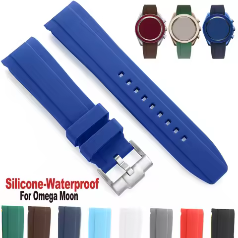 Curved End Silicone for Omega Moon Band for Swatch Watch Strap 20mm 22mm Men Women Diving Rubber Spo