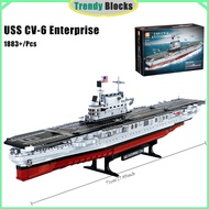 FC4206,USS CV-6 ENTERPRISE Crusier Battleship Building Blocks large warships Toys Kids Gifts