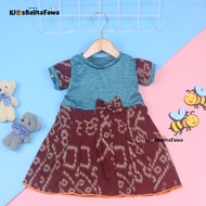 (BATIK) Dress Pita Baby uk 6-12 Bulan / Baju Fashion Pesta Dres Lengan Anak Perempuan Bayi  Adem