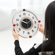 Creative New Style 2024 Clock Mandelda Cream Wall-Mounted Wall Clock Modern Simple Perforation-Free 