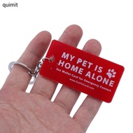 QUIM Emergency Dog Cats is Home Alones Alerts Pet Emergency Contact Keychain Card Key with Emergency